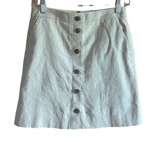 J.Crew Classic Cream Button-Down linen/cotton Skirt size 0